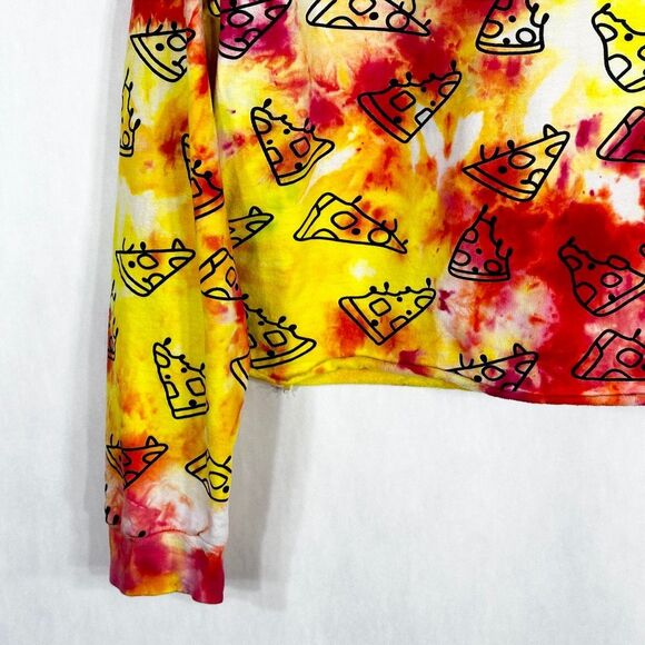 On Fire Large Hoodie Pizza Pizzazz Tie Dye All Over Print Yellow Red 1015 - Picture 5 of 12